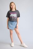 DeFacto Kpop - Demon Hunters Cropped Fıt Bisiklet Yaka Kısa Kollu Antrasit Tişört Kız Çocuk H9477A826HSAR227