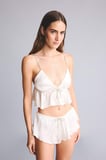 DeFacto Regular Fıt Saten Ecru Pijama Üst G1175AX26SPER77