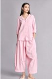 DeFacto Oversıze Pijama Yaka Keten Karışımlı Uzun Kollu Pembe Gömlek I1000AX26HSPN440