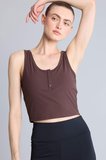DeFacto Crop Top Düğmeli Yaka Sporcu Kahverengi Atlet H1218AX26HSBN130