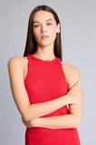 Bodycon Vücudu Saran Halter Yaka Ribana Kolsuz Siyah Maxi Elbise