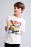 DeFacto Hot Wheels Oversıze Bisiklet Yaka Kısa Kollu Ecru Tişört Erkek Çocuk H8313A826HSER105