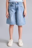 Regular Fit Mavi Jean Şort Kız Çocuk