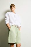 DeFacto Premium Baggy Fit Nane Yeşili Bermuda Şort G0854AX26SMGN1180