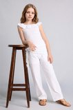 DeFacto Barrel Fıt Poplin Beyaz Pantolon Kız Çocuk I0430A826HSWT34