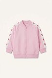 Kalp Desenli V Yaka Kalın Sweatshirt Kumaşı Hırka Kız Bebek