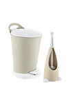 Smartware Penguen Pedallı Çöp Kovası Ve Klozet Fırçası Set Latte