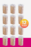 Smartware 12'Li Set Skali Dikdörtgen Saklama Kabı Beyaz 3500 ML