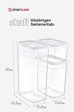 Smartware 2'Li Set Skali Dikdörtgen Saklama Kabı Beyaz (2'şer adet 1210 ml, 2350 ml, 3500 ml)