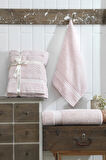 2li Banyo Havlu Seti 90x160cm +50x90cm DS Pudra