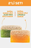 2'li Doğal Kabak Lifli Aloe Vera - Limon Sabunu 130g - Ferahlatıcı & Nemlendirici Peeling