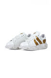 OLD LONDON Beyaz Gold Desen Detaylı Taban Unisex Sneakers Spor Ayakkabı