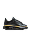 OLD LONDON Siyah Gold Şerit Detaylı Taban Sneakers Spor Ayakkabı