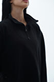 George Phoenix Daily Core - Siyah Oversize Yarım Fermuarlı Sweatshirt