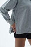 George Phoenix Daily Core - Gri Melanj Oversize Yarım Fermuarlı Sweatshirt