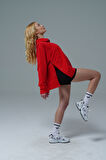 Daily Core - Kırmızı Oversize Yarım Fermuarlı Sweatshirt