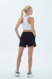George Phoenix Daily Core - Siyah Rahat Kesim Pamuklu Kadın Spor Şortu