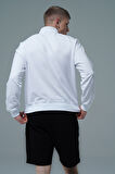 George Phoenix Daily Core - Beyaz Yarım Fermuarlı Pamuklu Erkek Oversize Sweatshirt