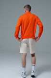 George Phoenix Daily Core - Turuncu Yarım Fermuarlı Pamuklu Erkek Oversize Sweatshirt
