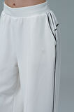 Soft Touch Premium Slit Palazzo Pants - Bej Yüksek Bel Modal Kumaşlı Yırtmaçlı Kadın Palazzo Bol Paça Eşofman Altı