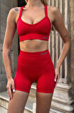 George Phoenix Prime FIT - Kırmızı Çapraz Askılı Destekli Seamless Bra Sporcu Sütyeni