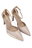 Tamer Tanca Kadın Hakiki Deri Bej Topuklu Ayakkabı 1037 5531 BN SNDLT Y24 BEJ RGN