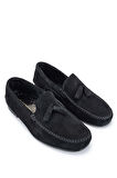 Daniele Lepori Erkek Hakiki Deri Siyah Süet Loafer Ayakkabı 1018 06 ERK AYK Y24 NERO SUEDE