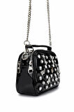 Tamer Tanca Kadın Vegan Siyah Rugan Omuz Çanta 921 26889 BN CANTA SK24-25 BLACK SHINING