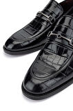 Tamer Tanca Erkek Hakiki Deri Siyah Kroko Loafer Ayakkabı 342 8999 ERK AYK SK24-25 SIYAH KROKO
