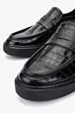 Valmenti Erkek Hakiki Deri Siyah Kroko Loafer Ayakkabı 537 3468 ERK AYK SK24-25 SIYAH KROKO