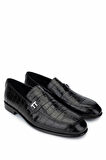 Tamer Tanca Erkek Hakiki Deri Siyah Kroko Loafer Ayakkabı 01 2229 ERK AYK SK24-25 SIYAH KROKO