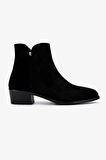 Valmenti Kadın Hakiki Deri Siyah Süet Topuklu Bot 1029 10 BN BOT SK24-25 SIYAH SUET