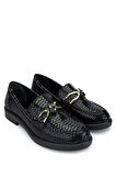 Tamer Tanca Kadın Vegan Siyah Kroko Loafer Ayakkabı 817 01 BN AYK SK24-25 SIYAH KROKO