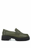 Tamer Tanca Kadın Hakiki Deri Yeşil Loafer Ayakkabı 1054 04 BN AYK SK24-25 YESIL FLTR