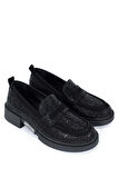 Tamer Tanca Kadın Hakiki Deri Siyah Süet Loafer Ayakkabı 1061 2301-1 BN AYK SK24-25 SIYAH SUET/TAS