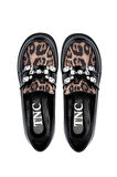 Tamer Tanca Kadın Hakiki Deri Siyah Rugan/Leopar Loafer Ayakkabı 1065 60-2071 BN AYK SK24-25 SYH RGN/LEOPAR