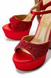 Tamer Tanca Kadın Suni Deri Kırmızı Topuklu Ayakkabı 1065 223-302 BN AYK SK24-25 KIRMIZI SATEN