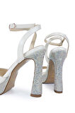 Tamer Tanca Kadın Vegan Beyaz Saten Topuklu Ayakkabı 942 218-904 BN AYK SK24-25 BYZ STN/BYZ TAS