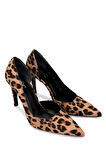 Tamer Tanca Kadın Vegan Leopar Topuklu Ayakkabı 1073 613 BN AYK SK24-25 LEOPAR