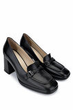 Tamer Tanca Kadın Hakiki Deri Siyah Deri Topuklu Ayakkabı 1078 25074 BN AYK SK24-25 SIYAH DR