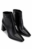 Tamer Tanca Kadın Hakiki Deri Siyah Deri Topuklu Bot 1078 25143 BN BOT SK24-25 SIYAH DR