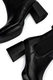 Tamer Tanca Kadın Hakiki Deri Siyah Deri Topuklu Bot 1078 2506-07 BN BOT SK24-25 SIYAH DR