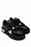 Tamer Tanca Kadın Hakiki Deri Siyah Sneakers & Spor Ayakkabı 1037 01 BN AYK SK24-25 SYH FLTR/SYH SUET