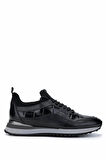 Tamer Tanca Erkek Hakiki Deri Siyah Kroko Sneakers & Spor Ayakkabı 383 6106 ERK AYK SK24-25 SIYAH KROKO