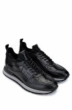 Tamer Tanca Erkek Hakiki Deri Siyah Kroko Sneakers & Spor Ayakkabı 383 6106 ERK AYK SK24-25 SIYAH KROKO