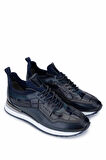 Tamer Tanca Erkek Hakiki Deri Lacivert Sneakers & Spor Ayakkabı 383 6106 ERK AYK SK24-25 LACI KROKO