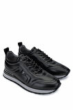 Tamer Tanca Erkek Hakiki Deri Siyah Sneakers & Spor Ayakkabı 383 5960 ERK AYK SK24-25 SIYAH SLVR