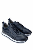 Tamer Tanca Erkek Hakiki Deri Lacivert Sneakers & Spor Ayakkabı 383 5960 ERK AYK SK24-25 LACI SLVR