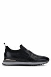 Tamer Tanca Erkek Hakiki Deri Siyah Sneakers & Spor Ayakkabı 383 6276 ERK AYK SK24-25 SIYAH SLVR