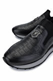Tamer Tanca Erkek Hakiki Deri Siyah Sneakers & Spor Ayakkabı 383 6276 ERK AYK SK24-25 SIYAH SLVR
